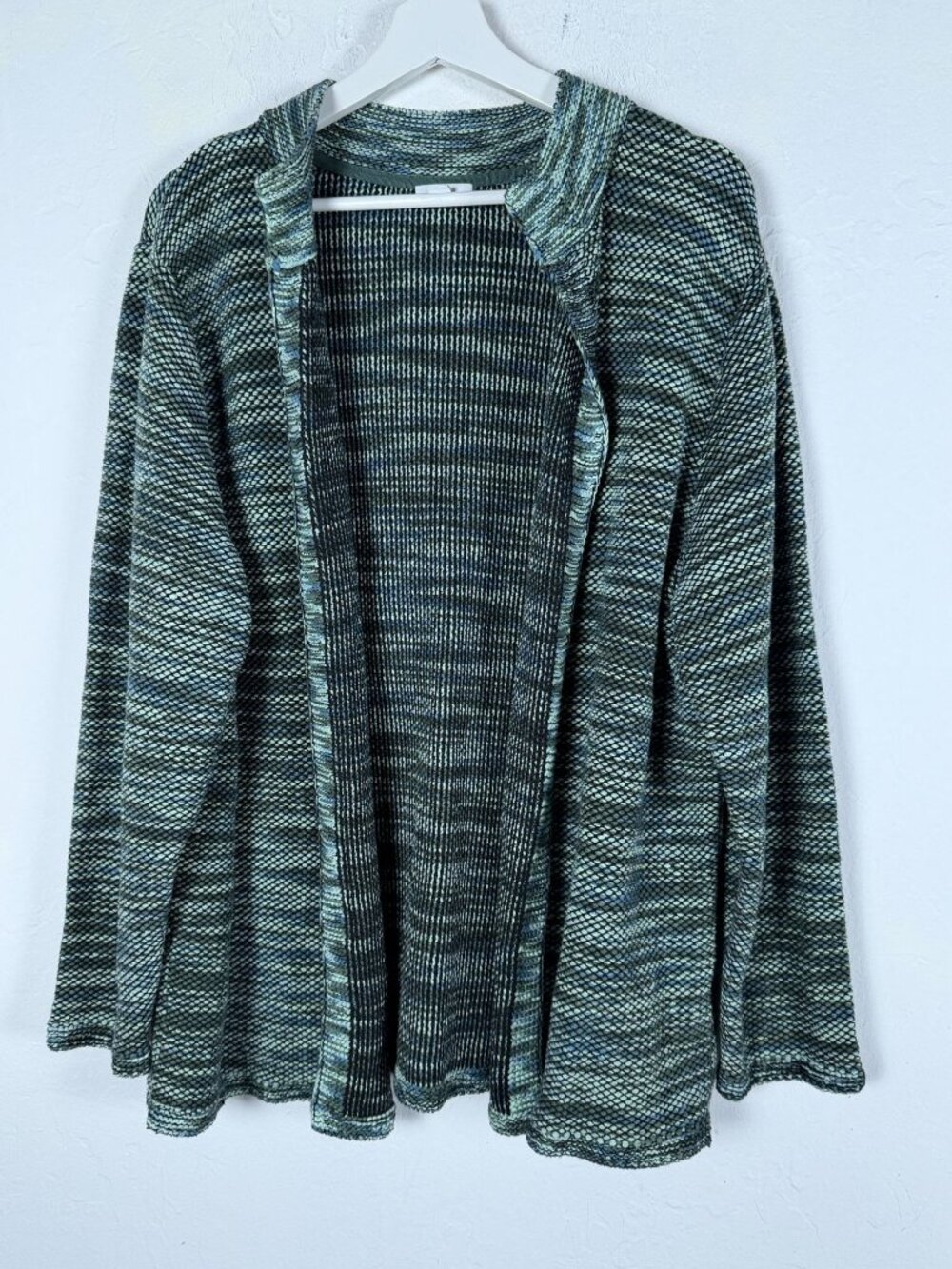 J.Jill Pure Jill Women's Open Front Knit Cardigan Sweater Green Blue Marled XL
